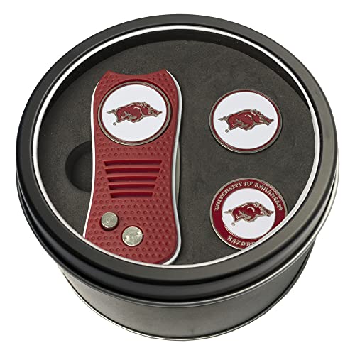 Team Golf NCAA Arkansas Razorbacks Tin Gift Set with Retractable