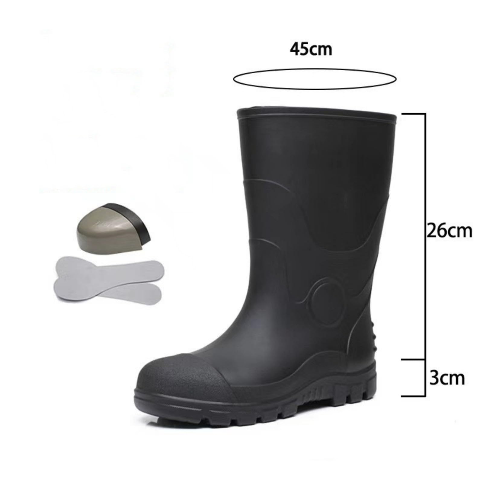 Stivali di gomma da uomo in neoprene tinta unita stivali antiscivolo a metà polpaccio stivali da lavoro stivali di gomma resistenti stivali di gomma Wellington facili da pulire stivali da