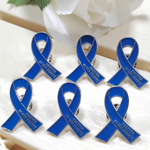 Image of 20 Pcs Funeral Ribbon Awareness Pins Memorial Lapel Brooches Forever In Our Hearts For Mourning Event