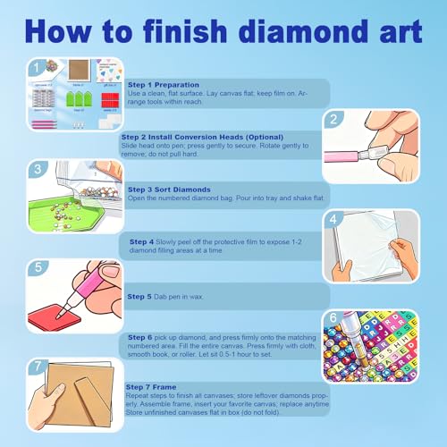 DOZEEZOP 12-Pack Interchangeable Diamond Art Kits for Adults Beginners Teens with Frame, Flowers 5D Diamond Paintings with Round Partial Drill, Home Decor DIY Craft Gift (7x7 Inch) by DOZEEZOP - Image 7