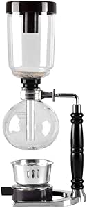 Lseqow Cafetera de cristal al vacío, cafetera de sifón manual, kit de filtro de café de vidrio resistente al calor, cafetera casera0