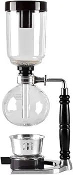 Lseqow Cafetera de cristal al vacío, cafetera de sifón manual, kit de filtro de café de vidrio resistente al calor, cafetera casera