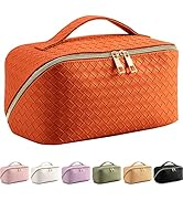 SHEJIZE Large Capacity Travel Cosmetic Bag Makeup Bag Travel Bag Organizer PU Leather Cosmetic Ba...