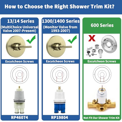 Replacement for D Faucet 14 Series Single-Function Champagne Bronze Shower Valve Trim Kit, Shower Handle, Champagne Bronze Shower Trim Kit T14059-CZ (Cartridge and Valve Not Included) by KANDENT - Used condition - Image 2