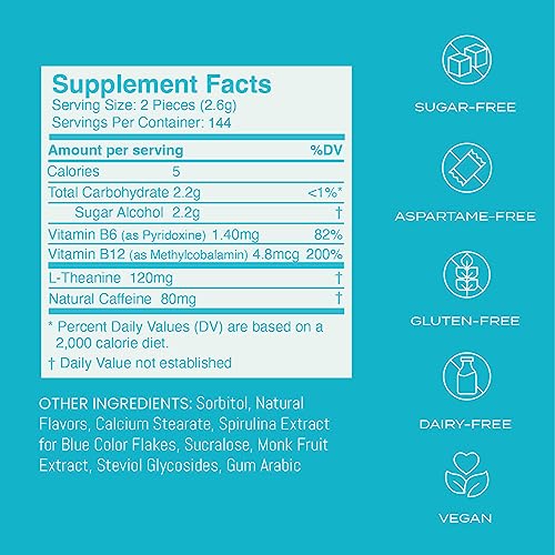 Neuro Mints | Nootropic Energy Caffeine Mints | 40Mg Caffeine + 60Mg L-Theanine + B Vitamins For Energy And Focus | Sugar Free + Vegan + Keto | Caffeine Supplement For Adults Mint Flavor (72 Mints) #TOP1