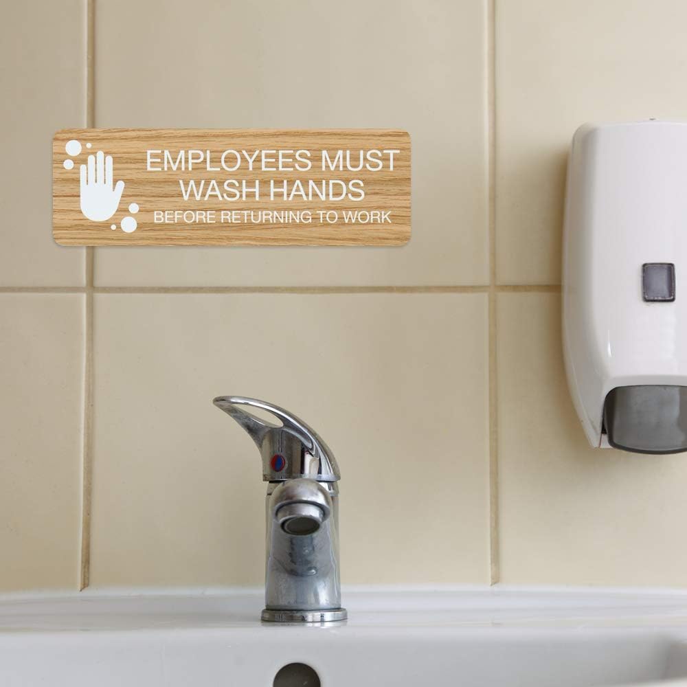 Review Discount SBLABELS Employees Must Wash Hands Indoor Easy Adhesive Mount Door and Wall Sign for Restaurants and Small Businesses 3 x 9 - Light Wood One-Day Sale: Up to 50% Off SBLABELS Employees Must Wash Hands Indoor Easy Adhesive Mount Door and Wall Sign for Restaurants and Small Businesses 3 x 9 - Light Wood