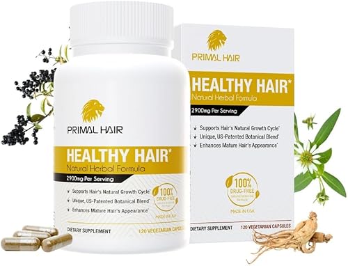 PRIMAL HAIR Tratamiento para el crecimiento del cabello y la pérdida de cabello suplemento para adelgazar el cabello fórmula patentada clínicamente