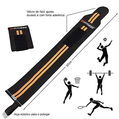 Munhequeira para Crossfit, Cross Training, LPO, Esportes, D1Fitness, Unissex, Preta e Laranja, Banda