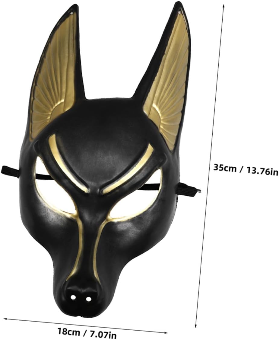 FUOYLOO Halloween Anubis Mask Plastic Adjustable Comfortable Lightweight Elastic Band for Themed Parties