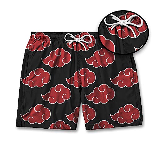 Shorts Bermuda Masculina Casual Geek Desenho Naruto Akatsuki (G, PRETO)