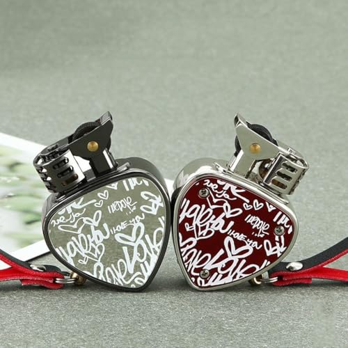Encendedor metálico recargable con mecha en forma de corazón blanco miniatura 7