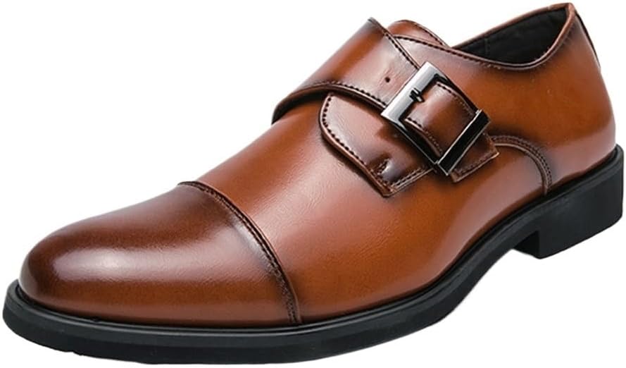 Classic Slip-On Formal Tuxedo Shoes Dress Oxford Shoes for Men Mens Monk Shoes Fashion Formal Oxford Black Wedding Dress Leather Buckles Mens Wide Dress Shoes