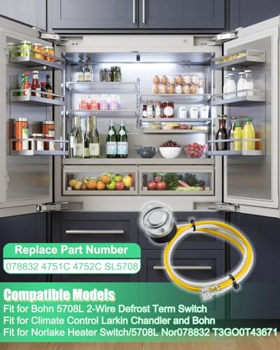 5708L 2-Wire Defrost Term Switch Fit for Climate Control Larkin Chandler Bohn Norlake Heater Switch, 75°F-40°F Refrigerator Defrost Thermostat Replace 078832 4751C 4752C SL5708 - Thumbnail 2