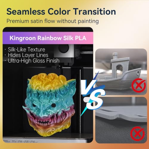 Image of Kingroon Silk PLA Filament 1.75mm Rainbow Color Changing Filament 3D Printer Filament 1kg Dimensional Accuracy ±0.03mm,Fit Most 3D Printer(Macaron)