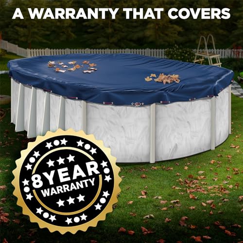 12 x 20 ft Oval Pool Covers for Above Ground Pools, Oval Winter Pool Cover, Swimming Pool Cover, 12x20 Pool Cover, Keeps Out Debris, Cold and UV Resistant, Supreme Mesh, Navy Blue by Shop Square - Used condition - Image 7