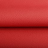 Marine Vinyl Faux Leather Upholstery Fabric 0.9 mm Thickness: Waterproof, Scratch-Resistant, Perfect for Upholstering Cars, Outdoor Yachts, and Home Furniture (Red,Pre-Cut 1 Yard)