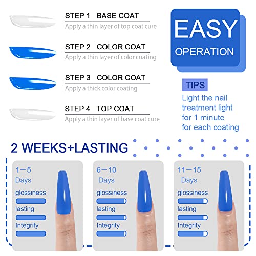 Evpct Dark Navy Blue Gel Nail Polish Blue 5Pcs Set,5 Hot Colors Sky Dark Blue Soak Off Uv Led Cured Bright Spring Summer Winter Gel Nail Gel Polish Kit Set Holidays Gift For Women Popular Nail Art -B thumb #4