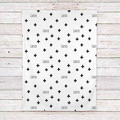 Stork Wares Personalized Modern Black And White Cross Print Baby Blanket #TOP3