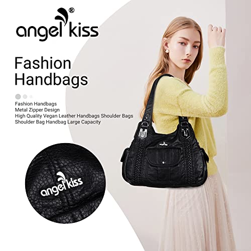 Image of Angel Kiss Purses and Handbags for Women Washed Vegan Leather Crossbody Hobo Satchel Shoulder Tote Purse