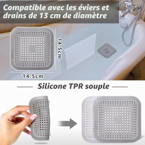 Alyvisun 2Pcs Silicone Attrape Cheveux Douche avec Ventouse – vue 2