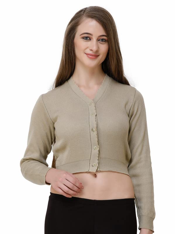 Image of Women Winter Wear V-Neck Full Sleeves Regular Fit Woollen Blouse