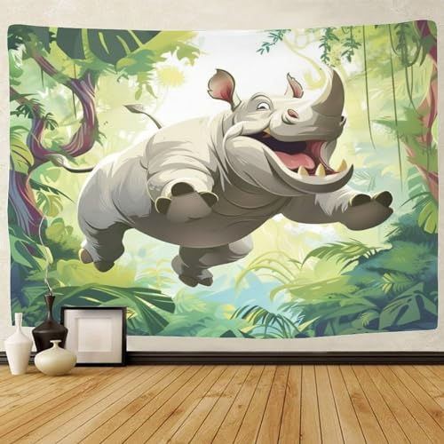 Couverture murale imprimée rhinocéros 3D idée cadeau originale