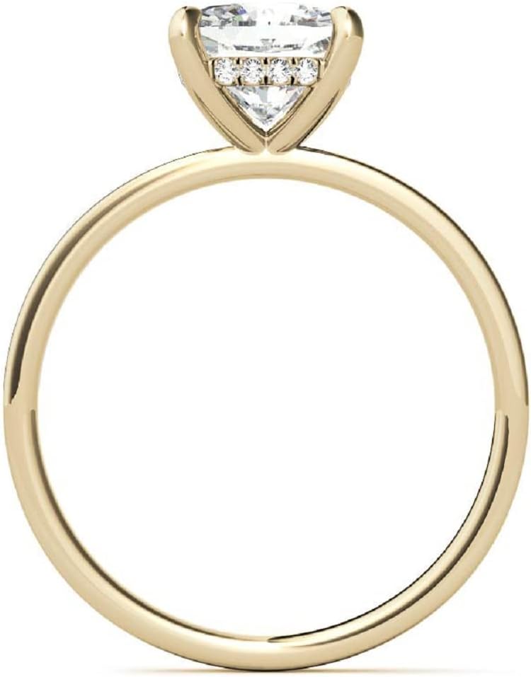 10K Solid Yellow Gold Handmade Engagement Rings 2 CT Cushion Cut Moissanite Diamond Solitaire Wedding/Bridal Ring Set for Women/Her Propose Ring