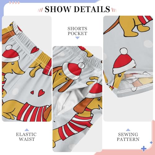 Boys' Pants Dachshund Dog Xmas Long Bottom Jogger Pants Elastic Waist Trousers with Pockets S-XL4