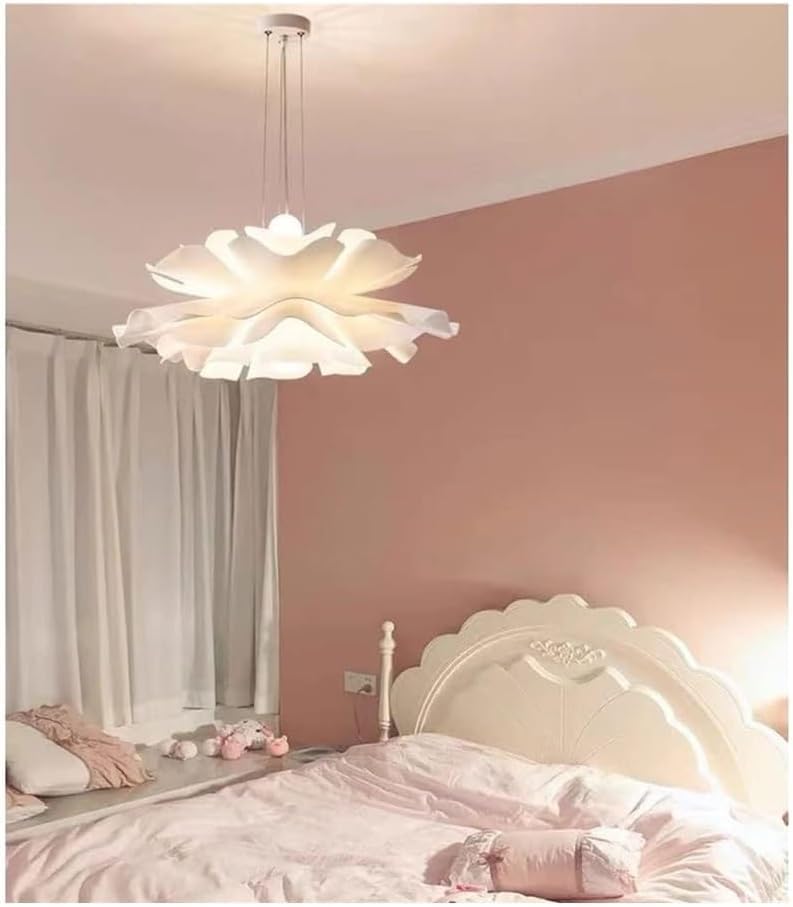 Lampa wisząca z płatkami Nordic Fashion, osobowość twórcza sklep odzieżowy lampa wisząca, biała prosta lampa wisząca E27, żyrandol do salonu w sypialni, jadalni, jeden kolor, 15,7 cala