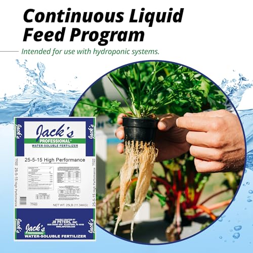 Jack's Professional 25-5-15 High Performance Water-Soluble Fertilizer with Micronutrients for Heavy Feeding Plants in Continuous Liquid Feed Programs, 25lbs