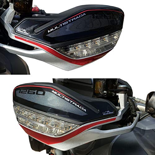Resin Bike Naklejki na motocykl, kompatybilne z Ducati Multistrada 1260 S Grand Tour 2018-2020, ochrona dłoni przed uderzeniami i zadrapaniami, para naklejek 3D z żywicy po prawej i lewej stronie