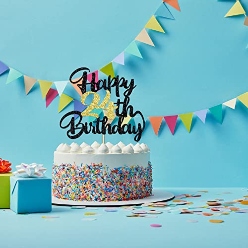 Image of 24th Happy birthday cake topper party decoration gift plugin | Cheers to 24 Years,24 & Fabulous /Hello 24th Legend since Awesome since2002 Straight Outta Party Decoration Gift Plugin