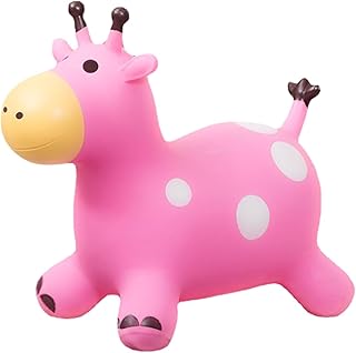 حصان نطاط للأطفال، ٥٥ سم، مقعد ٢٨ سم، مناسب للأطفال فوق ٣ سنوات، يتحمل حتى ١٠٠ كجم، ، وردي