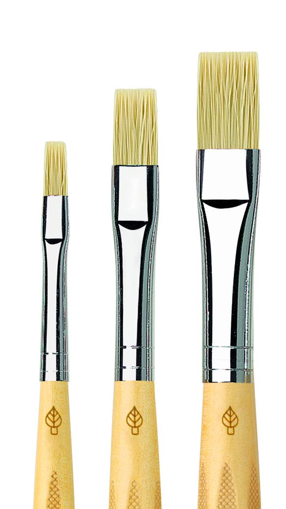 Lot De 3 Pinceaux Da Vinci Chuneo Pour Huile & Acrylique | Poils Synthétiques Haute Qualité | Taille Plate 4, 12 Et Ronde 2 - 2