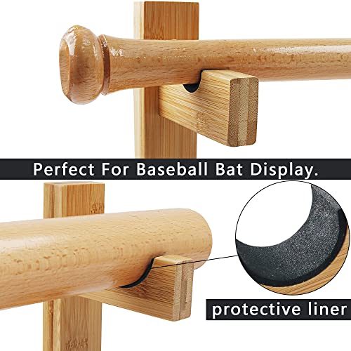 Invech 2 Baseball Bat Holder,Wall Mount Display Case, Sturdy Wood Horizontal Rack & Bracket For Softball Bat Or Lightsaber, Bat Souvenir Stand With Screws& Anchors. #TOP4