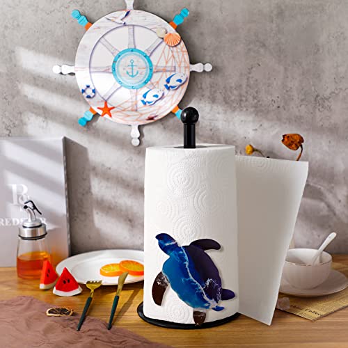 Turtle Paper Towel Holder Metal Kitchen Countertop Paper Towel Holder Oil Absorbing Paper Towel Holder Coastal Sea Turtle Towel Holder Nautical Ocean Paper Towel Stand Blue Beach House Decor #TOP4
