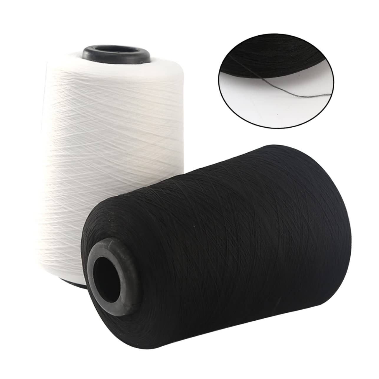 TOPPERFUN 2piezas Hilo De Coser De Baja Elasticidad Para Ropa y Pantalones Yardas white Negro Bordes De Bloqueo De Hilos