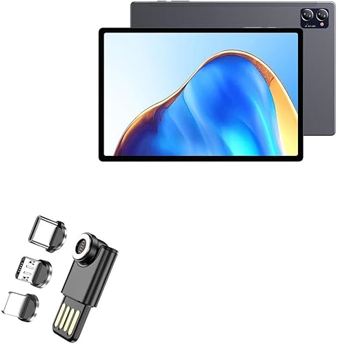 BoxWave Cable compatible con Chuwi HiPad XPro - MagnetoSync Mini Adapter, Cable de carga magnético USB Tipo-C Micro USB - Negro azabache