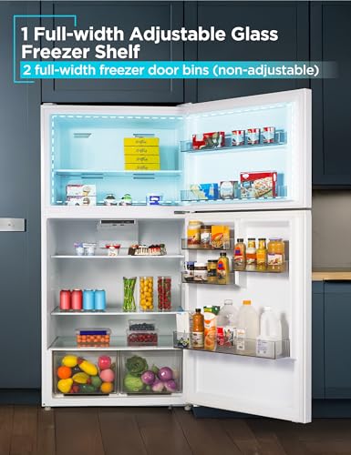 Image of BLACK+DECKER 24 Cu. Ft. Top Mount Refrigerator with Freezer, 2 Door Refrigerator with Top Freezer and Adjustable Temperature Control, Full Size Kitchen Refrigerator, BR2400JW, White