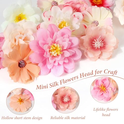 50 Stück Kunstblumen Blumenköpfe, Kunstblumen Deko Künstliche Blumen Mini Seidenblumen Künstliche Blütenköpfe Fake Blumendeko für Hochzeit Home DIY Crafts Tortendeko (Lichtfarben Gemischt)
