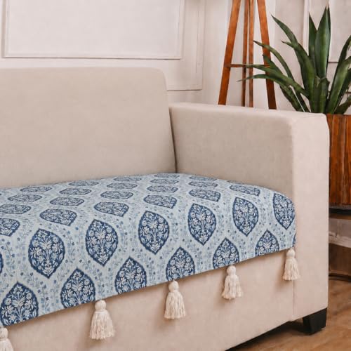 Image of STITCHNEST 'Eden Weaves Collection Series' 3 Seater Sofa Cover| Elegant Woven Fabric, Decorative Tassels, Washable & Durable for Modern Living