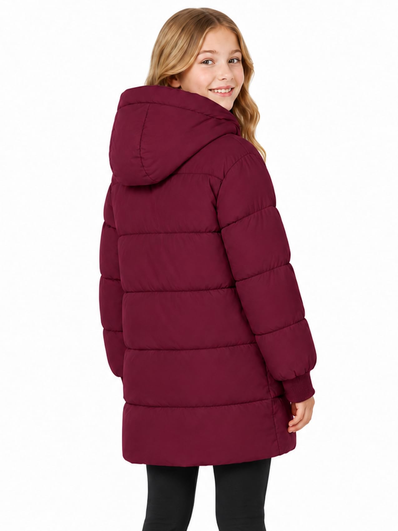 Happy Cherry Kinder Winterjacke mit Kapuze Jungen Mädchen Wintermantel Warm Fleece-Futter Kapuzenparka Winddicht Reißverschluss Outdoor Outwear Mäntel