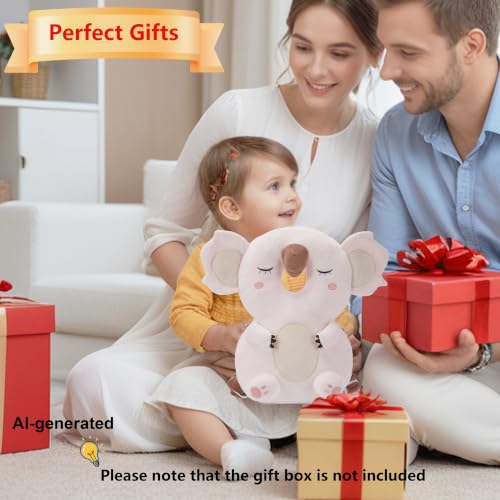 Image of Baby Head Back Protector Backpack Toddler Safety Protector Cushion Pad Soft, Adjustable and Lightweight Design for Safe Walking and Crawling Toddlers Girls and Boys(Pink Koala)