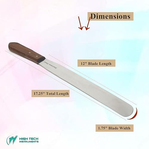 Miniatura 3 de Espátula de laboratorio dental, instrumento de acero inoxidable, hoja de 12 pulgadas, calidad fina con mango de madera, yeso, alginato, mezcla y