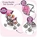Badger Basket Double Doll Stroller - Pram for Baby Doll with Adjustable Seats & Storage Basket - Fits Doll Up to 20 Inches - Best for Toddler and Kid Pretend Play Ages 3 and Up - Pink/Grey