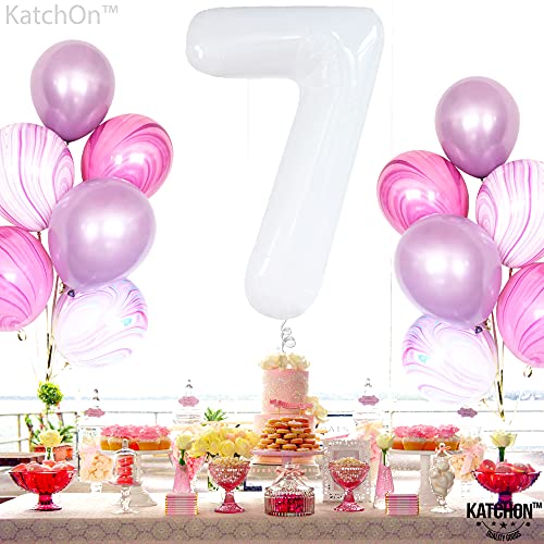 Image of KatchOn White Number 7 Balloon 40 Inch | 7th Birthday Balloon for 7th Birthday Decorations, 7 Balloons for Birthday, Number Balloons for Anniversary Decorations