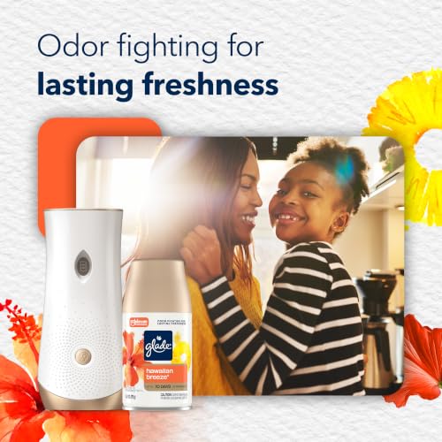 Glade Automatic Spray Air Freshener Kit, Hawaiian Breeze, Holder +2 Refills | 6.2 oz Each, Includes Holder and 2 Refills, Home and Bathroom Use, Adjustable Timed Fragrance Release, Odor Fighting - image 7