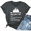 Women's Murderino Arrow Graphic Cute T Shirt Letter Printed Short Sleeve Tees Casual O-Neck Tops Size Large (Grey)