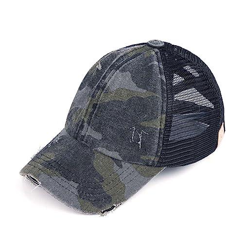 C.C. Childrens' Kids' Girls' Criss Cross High Bun Adjustable Mesh Trucker Baseball Cap