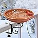 Hpycohome Heated Bird Bath, 75W Thermostatically Controlled Adjustable 3.7 Inches Clamp All Seasons Available Heated Bird Bath for Deck Railing for Outdoor Garden Yard Patio Decoration, Terracotta